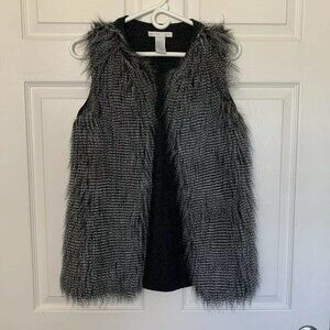Gray Shaggy Women’s Small Chic Faux Fur Open Front Vest Small